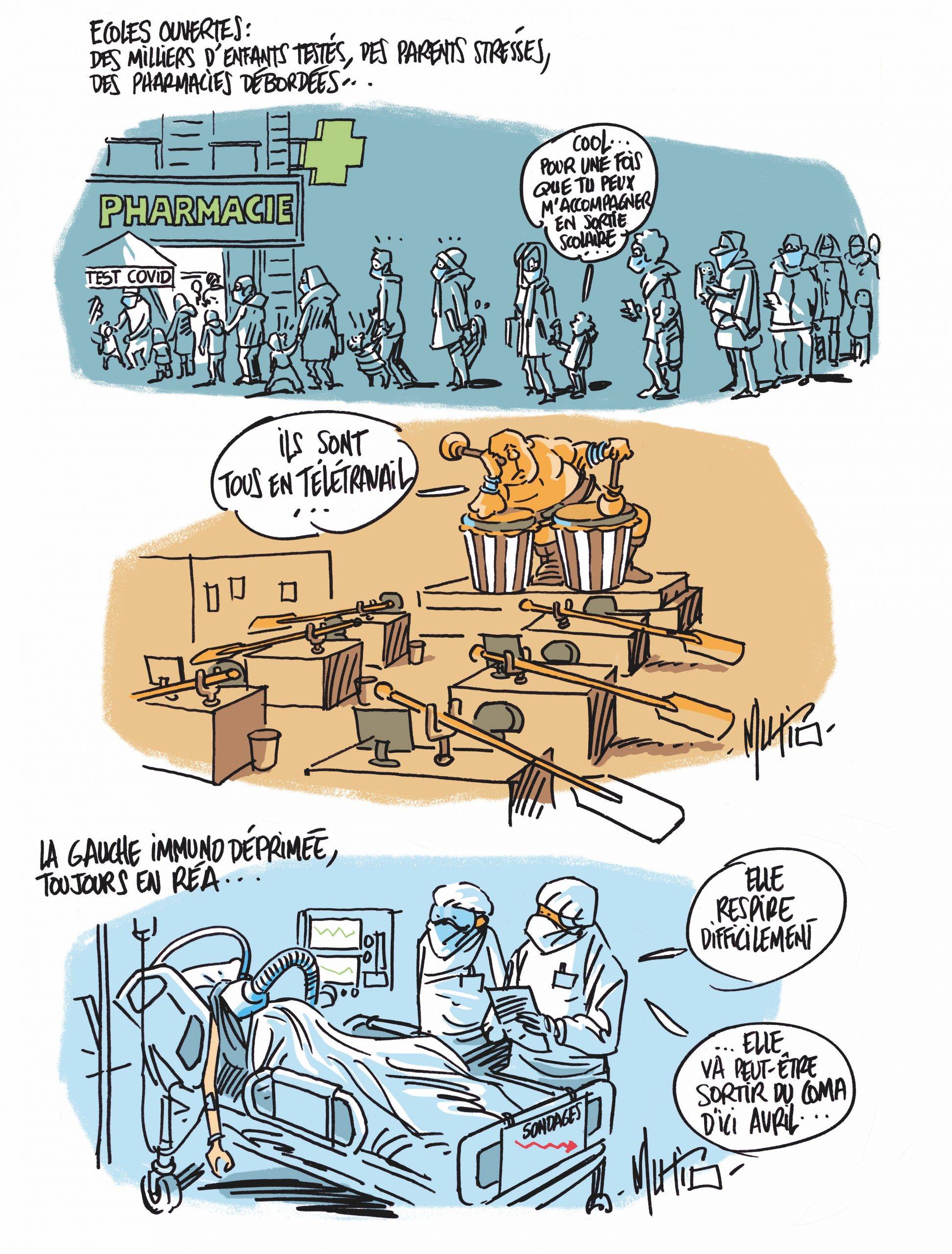 Écoles et télétravail et… gauche immunodéprimée