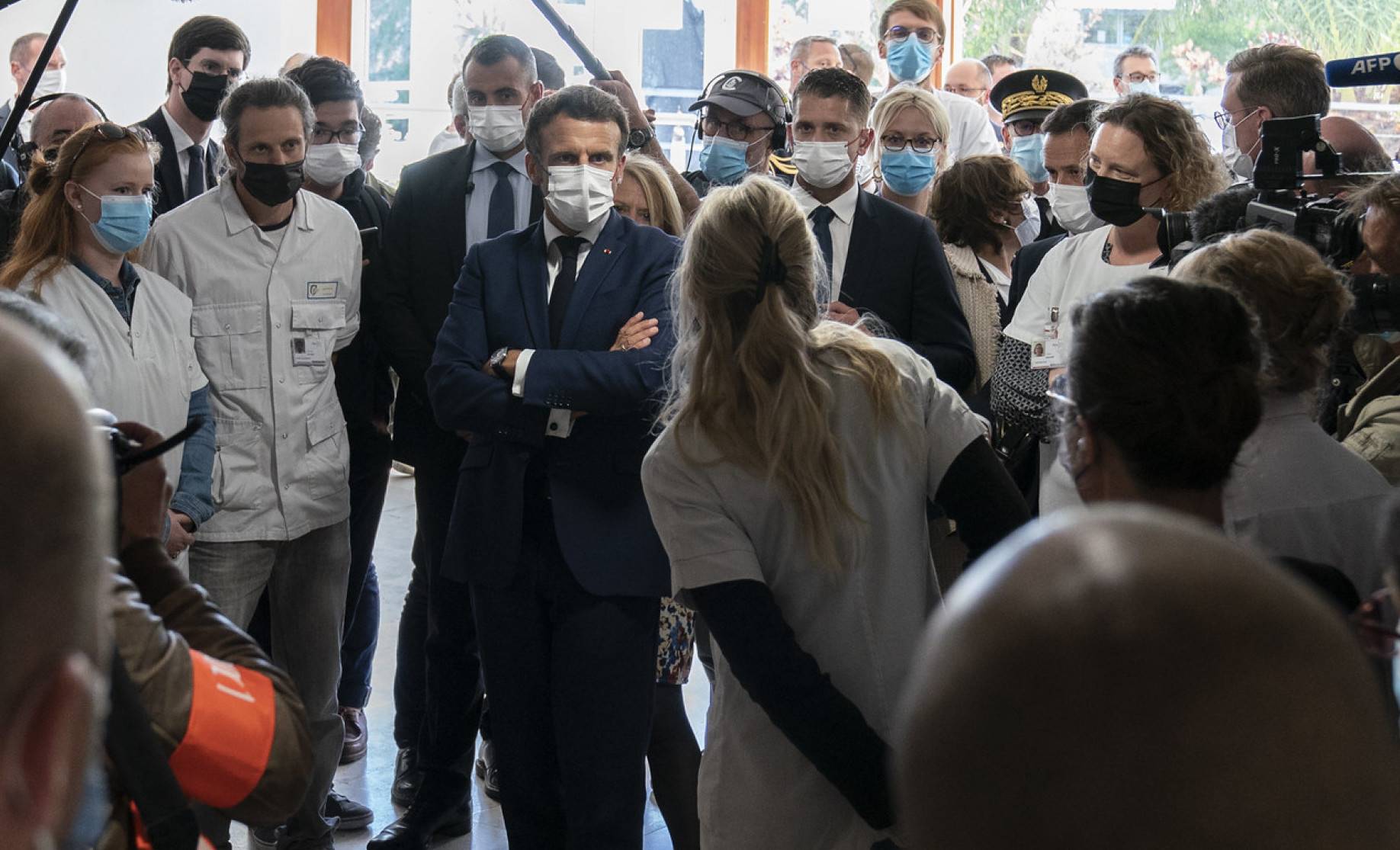 Le président au Centre hospitalier du Cotentin