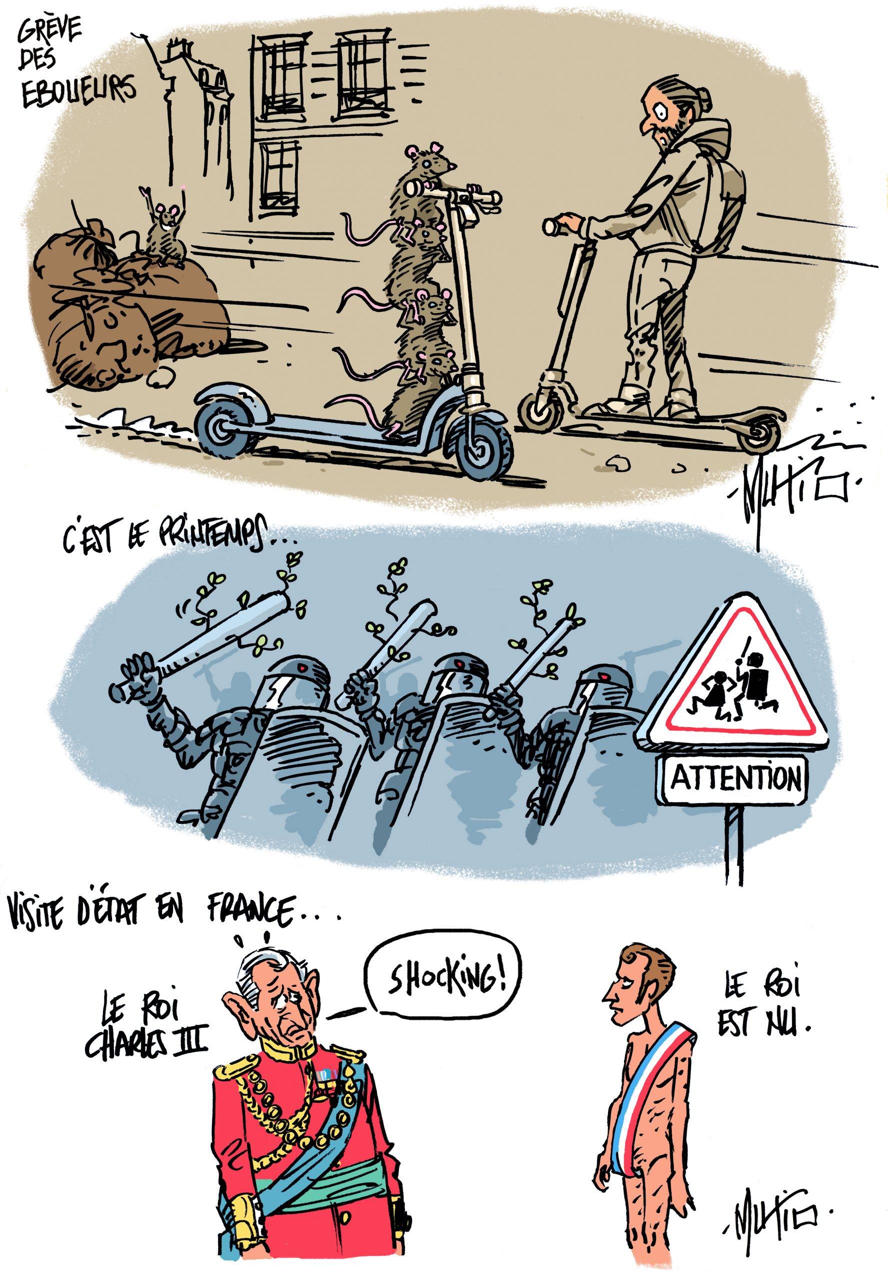 Grève des éboueurs (suite), printemps et roi