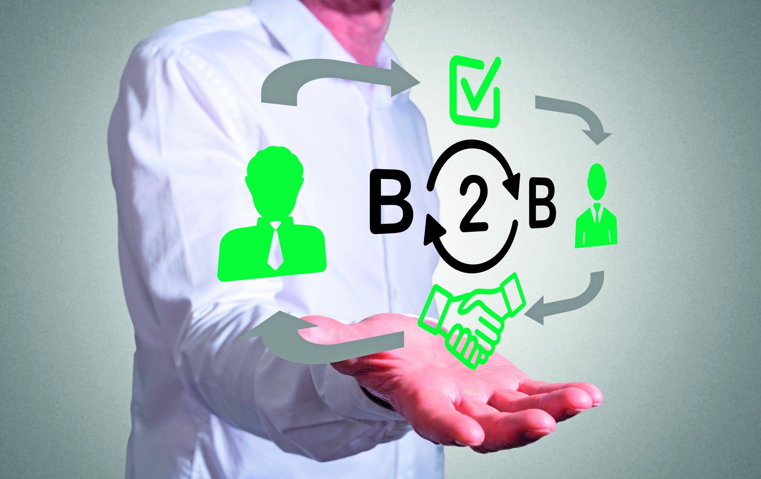 B2b,Concept,Levitating,Above,A,Human,Hand