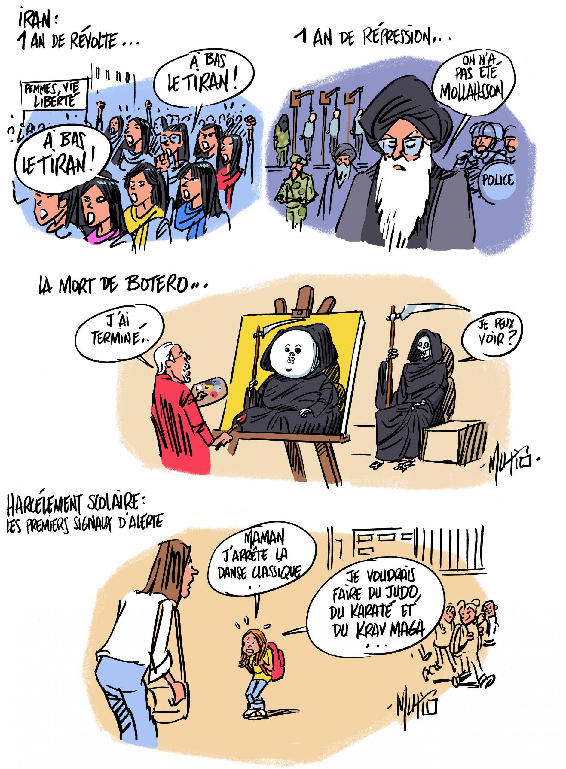 Un an d’Iran, Botero et harcèlement scolaire