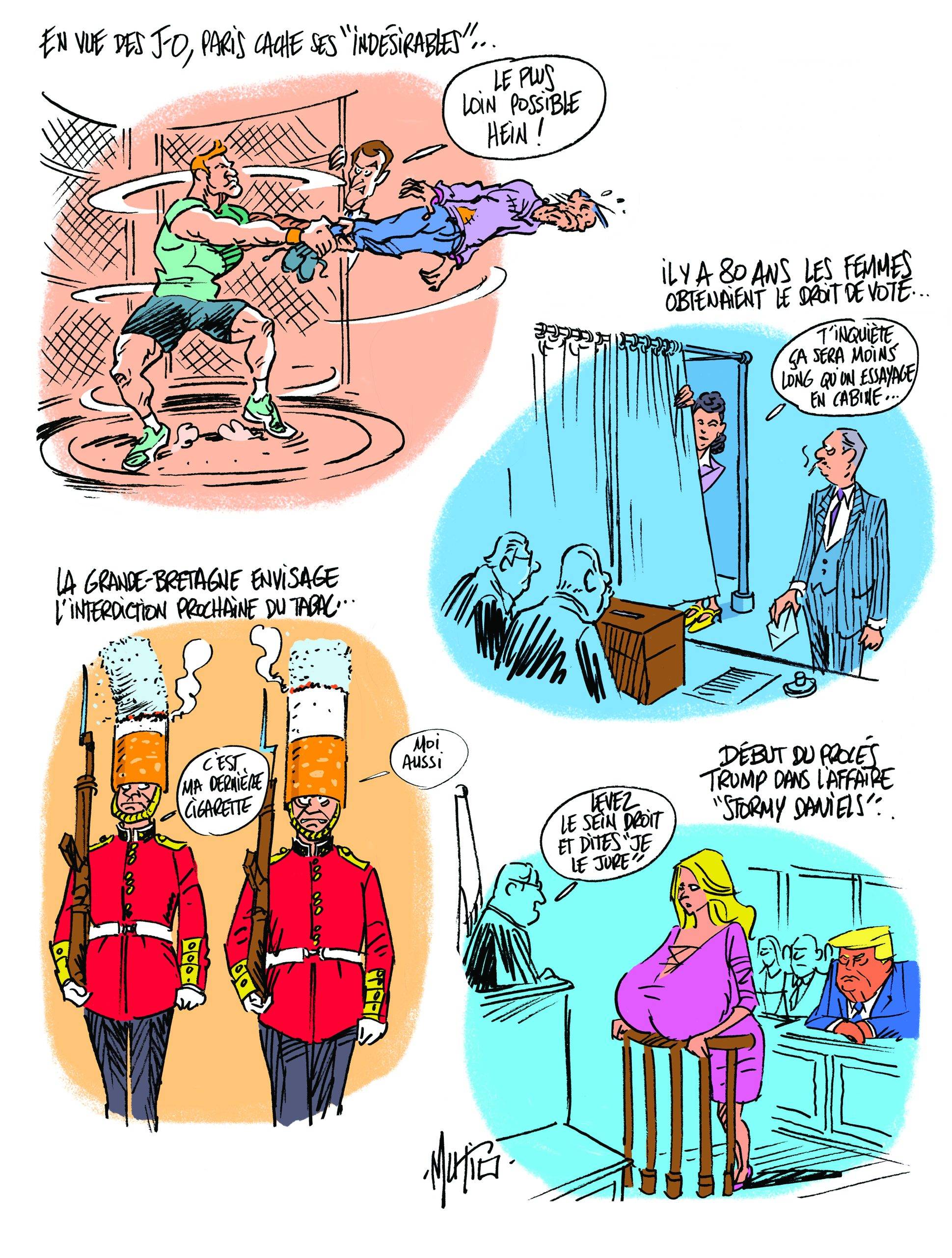 Indésirables des JO, droit de vote des femmes, tabac en Grande-Bretagne et procès Trump