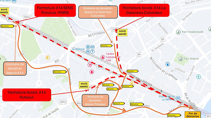 Fermeture partielle de l’A14 : travaux du 4 au 27 août