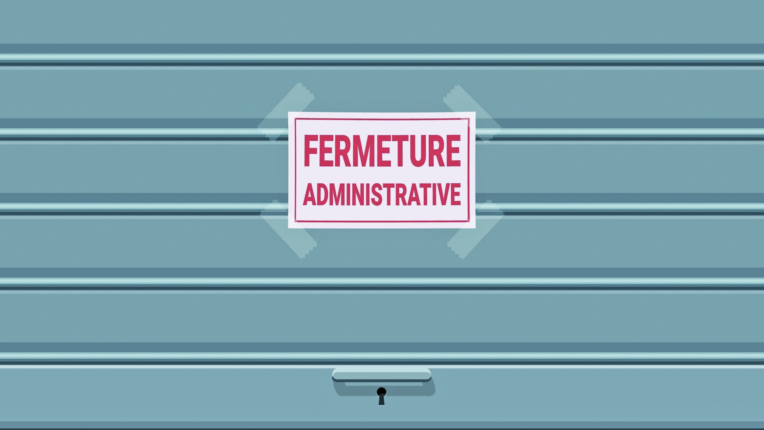 Closed,Iron,Shutter,Of,A,Store,With,An, »fermeture,Administrative »
