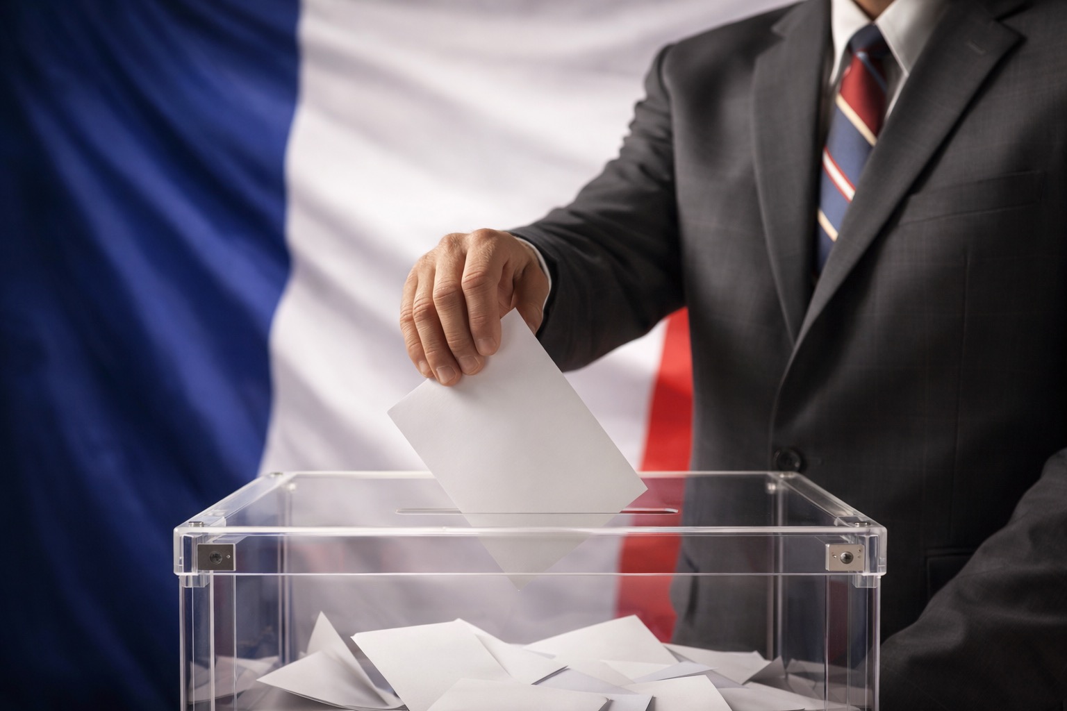 election-urne-drapeau-france-1 Grands électeurs déposant un bulletin de vote dans l'urne